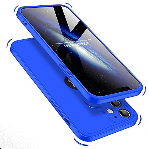 Double Dip Full 360 Protection Back Case Cover for Apple iPhone 12 (6.1) (Blue) - Mobizang