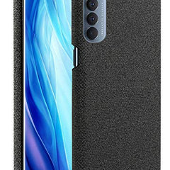 Woven Soft Fabric Case for Oppo Reno 4 PRO Back Cover, Shock Protection Slim Hard Anti Slip Back Cover, Black - Mobizang