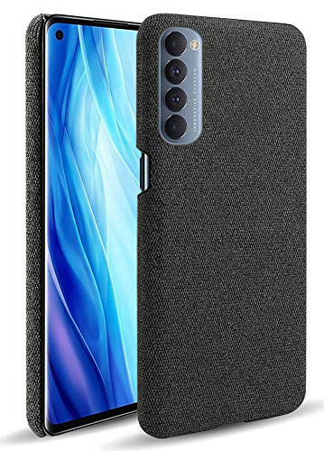 Woven Soft Fabric Case for Oppo Reno 4 PRO Back Cover, Shock Protection Slim Hard Anti Slip Back Cover, Black - Mobizang