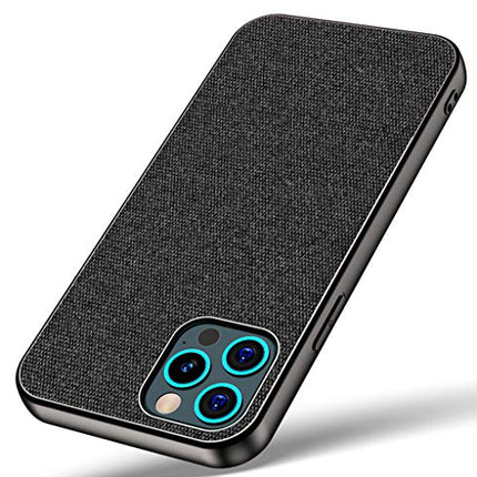 Soft Fabric Hybrid Protective Back Case Cover for Apple iPhone 12 PRO MAX (6.7) (Black) - Mobizang