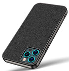 Soft Fabric Hybrid Protective Back Case Cover for Apple iPhone 12 PRO MAX (6.7) (Black) - Mobizang