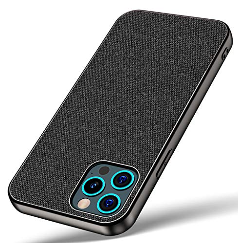 Soft Fabric Hybrid Protective Back Case Cover for Apple iPhone 12 PRO MAX (6.7) (Black) - Mobizang