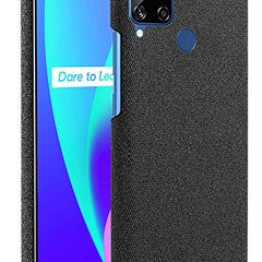 Woven Soft Fabric Case for Realme C15 Back Cover, Shock Protection Slim Hard Anti Slip Back Cover, Black - Mobizang