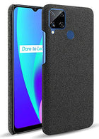 Woven Soft Fabric Case for Realme C15 Back Cover, Shock Protection Slim Hard Anti Slip Back Cover, Black - Mobizang