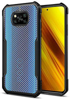 Beetle Carbon Back Case for Poco X3, [Military Grade Protection] Shock Proof Slim Hybrid Bumper Back Cover, Black - Mobizang
