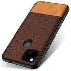 Soft Fabric and Leather Hybrid Protective Case Cover for Google Pixel 4A (Brown) - Mobizang