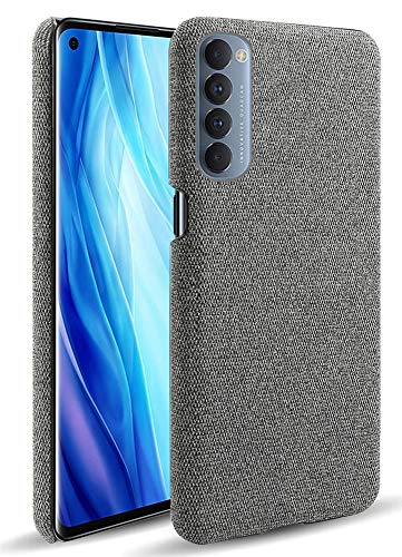 Woven Soft Fabric Case for Oppo Reno 4 PRO Back Cover, Shock Protection Slim Hard Anti Slip Back Cover, Grey - Mobizang