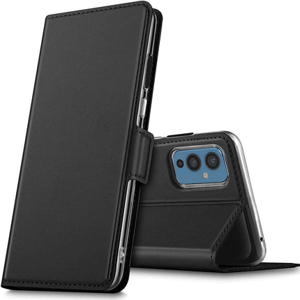 Noble Slim Flip Cover for Oneplus 9, Magnetic Card Holder Stand Leather Shockproof Flip Case (Black) - Mobizang