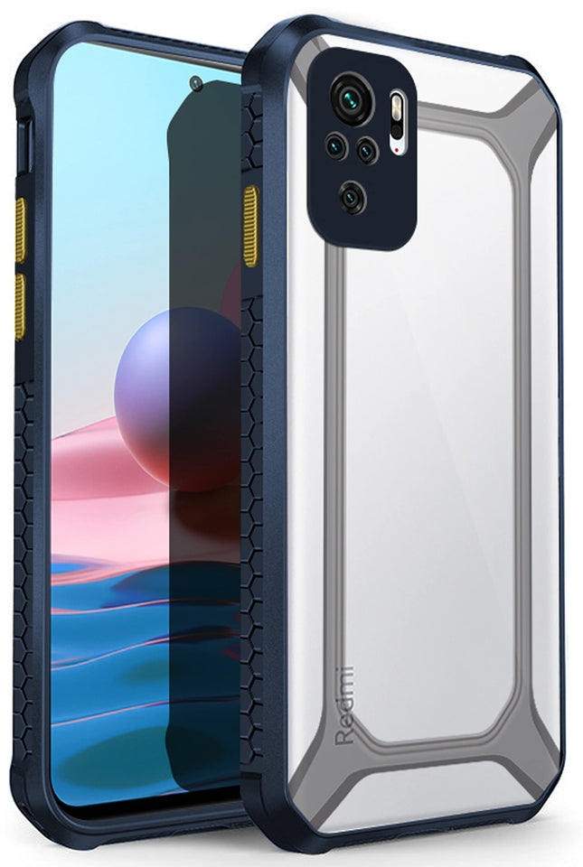 Unicorn for Redmi Note 10 / Note 10S Clear Back Case, [Military Grade Protection] Shock Proof Slim Hybrid Bumper Cover (Blue) - Mobizang