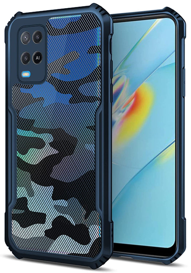 Kapa Beetle Camouflage for Oppo A54 Back Case, [Military Grade Protection] Shock Proof Slim Hybrid Bumper Cover (Black) - Mobizang