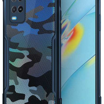 Kapa Beetle Camouflage for Oppo A54 Back Case, [Military Grade Protection] Shock Proof Slim Hybrid Bumper Cover (Blue) - Mobizang