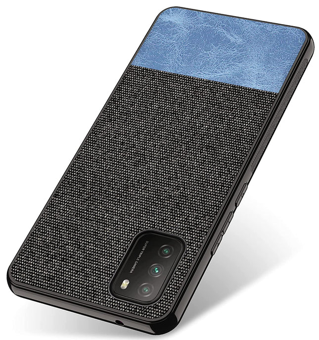 Soft Fabric & Leather Hybrid Protective Case Cover for Poco M3 (Brown) - Mobizang