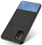 Soft Fabric & Leather Hybrid Protective Case Cover for Poco M3 (Black,Blue) - Mobizang
