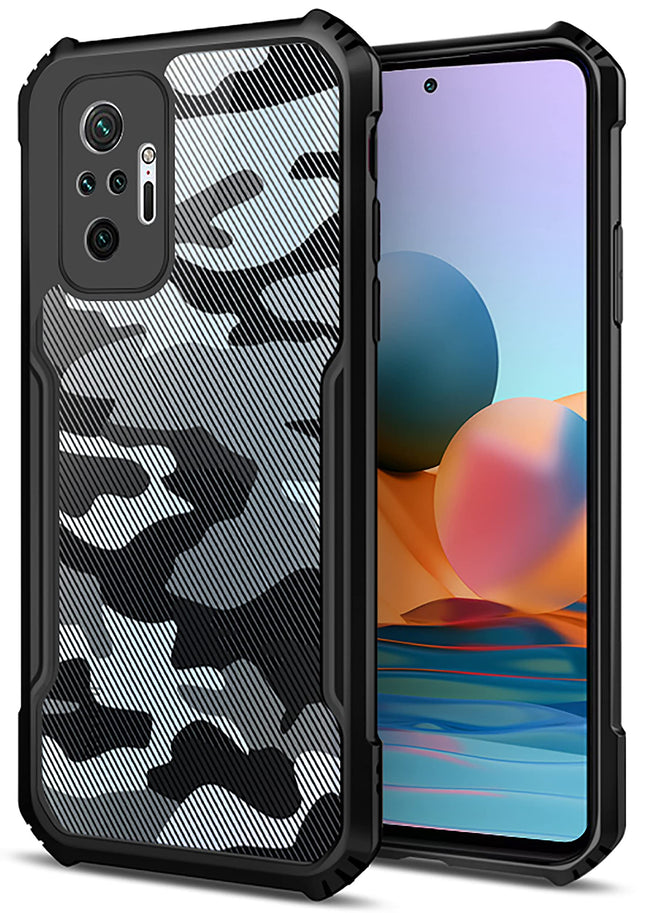 Beetle Camouflage for Redmi Note 10 Pro/Note 10 pro Max Back Case, [Military Grade Protection] Shock Proof Slim Hybrid Bumper Back Cover (Black) - Mobizang