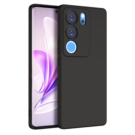 Kapa Matte Protective Lens Flexible Back Cover for VIvo V29 PRO (5G) | Slim Silicone with Soft Lining Shockproof Full Body Bumper Case (Black) - Mobizang