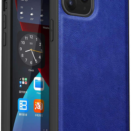 Tux Back Case for Apple iPhone 12 Pro Max (6.7), Ultra Slim Leather Case with Soft Edge Shockproof Back Cover, Blue - Mobizang