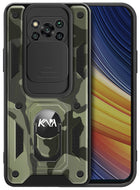 Tank Back Cover for Poco X3 / X3 Pro , Inbuilt Ring & Slider [Military Grade Protection] Shockproof Lens Protection Case (Black)