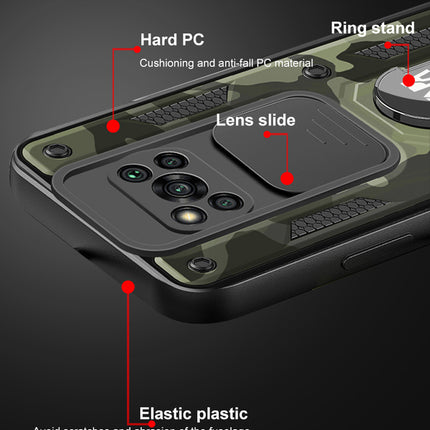 Tank Back Cover for Poco X3 / X3 Pro , Inbuilt Ring & Slider [Military Grade Protection] Shockproof Lens Protection Case (Black)