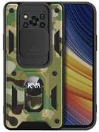 Tank Back Cover for Poco X3 / X3 Pro , Inbuilt Ring & Slider [Military Grade Protection] Shockproof Lens Protection Case (Green)