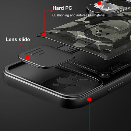 Tank Back Cover for Apple iPhone 13 Pro Max (6.7) , Inbuilt Ring & Slider [Military Grade Protection] Shockproof Lens Protection Case (Black)